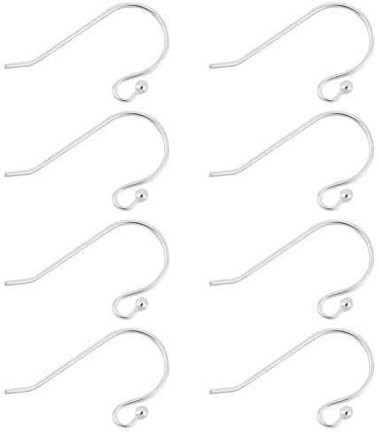 PH PandaHall 8 Pairs 925 Sterling Silver Earring Hooks Silver Ear Wires Ball Dangle Earwire Hooks French Earring Hooks Fish Earrings Hooks for Jewellery Making Earrings Supplies