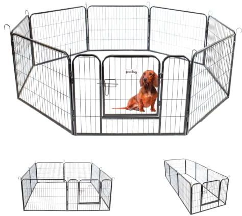 Paitsy Laufstall für Hunde, Welpen und Kaninchen, Gardeo80x60x8, 8 Paneele 80x60cm, 2,56 m², modular, innen und außen, faltbar, 5 Jahre Garantie