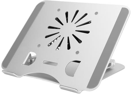 Wisoqu Laptop Cooler Stand, 17in Elevatable Foldable Laptop Cooling Pad with USB Base Fan, Portable Aluminum Alloy Laptop Accessories for Office Library
