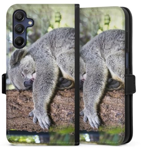 DeinDesign Klapphülle kompatibel mit Samsung Galaxy A15 5G Handyhülle aus Kunst Leder schwarz Flip Case Koala Baum Australien