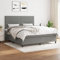 Willood Boxspringbett mit Matratze Dunkelgrau 180x200 cm Stoff Horizontale Streifen Hohes Kopfteil