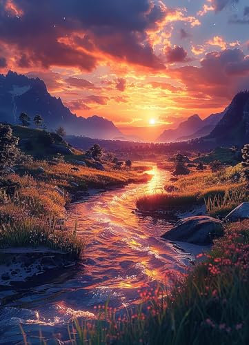 OdiuK DIY Diamond Painting Set, 5D Diamant Painting Bilder Malen Nach Zahlen Cross Stickerei Malerei, Sonnenuntergang Arts Craft Diamant Malerei Kits für Weihnachten Geschenk Wall Decor 30x40cm