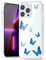 Svanove for iPhone 13 Pro Case Flower, Girly Cute Clear Floral Aesthetic Design, Slim Thin Transparent Hard Shell Plastic Phone Case for Women Girls, Trendy Elegant Pattern, Blue Butterfly