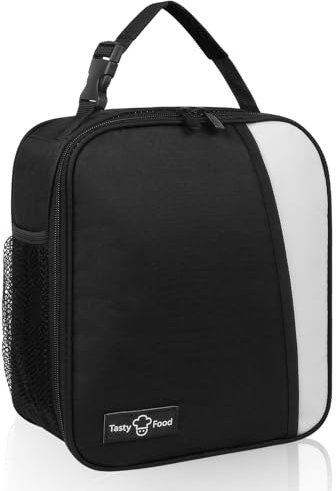 GAOHUI Insulated Lunch Bag for Adults Kids Men Women, Water-Resistant Small Cool Bag Lunch Box Bag with Side Mesh Pocket for Work School Picnic Office(Black)