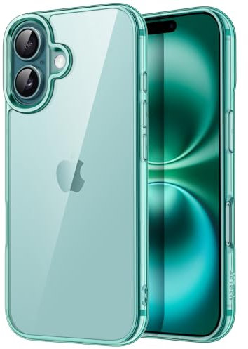 JETech Case for iPhone 16 Plus 6.7-Inch, Non-Yellowing Shockproof Phone Bumper Cover, Anti-Scratch Clear Back (Teal)