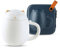 Ceramic Porcelain/Tea Cup with Loose Leaf Infuser, Creative Lucky Cat Tea Infuser Mug with Lid, 350ml, Portable Tea Mug with Lid-White-400ml/14oz