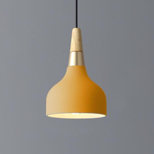 Mengjay Hängelampe Retro E27 Hängeleuchte Moderne Hut Deckenleuchte,Industrielle Pendelleuchte Deckenleuchte Hängend für Schlafzimmer Wohnzimmer Esstisch Küchenlampe Suspension Metall (Gelb)