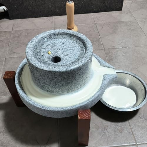 KUOYTT Wet Soymilk Grinder Hand Grain Mill, Heavy Duty Natural Stone Mill Pulverizer for Wheat Berries, Nutmeg, Dry Beans, Peppers, Mung Beans, Herb, Sesame Seeds(L (25cmx40cm))
