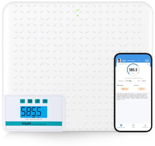 Vitafit Medizinische Bodenwaage, 300kg durch Unser Professionelle Fabrik Seit 2001, Genauigkeit 0,05kg Smart körperwaage mit 380x330mm Rutschfeste Plattform, Waage für Klinik, Arzt & Werkstatt, Weiß