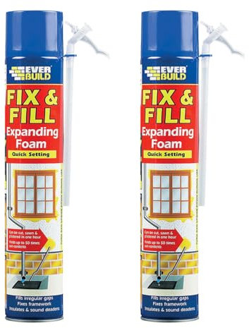 Everbuild Fix and Fill Quick Setting Expanding Foam, 750 ml, Beige (Pack of 2)