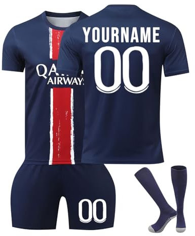 Maillot de Foot Personnalisé Enfant et Adultes avec Nom Numéro de L'équipe, 25 Maillot de Foot Enfant Ensemble Garçon Vêtements de Football Strips Tee Shirt Short avec Chaussette Gifts 02
