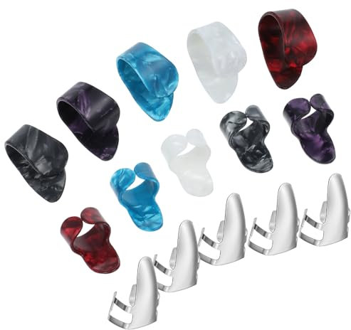 Daumen Picks 15 Stücke Flache Daumen Picks Gitarre Fingerpicks Set, Medium, Zelluloid Gitarre Daumen Finger Picks für Gitarre