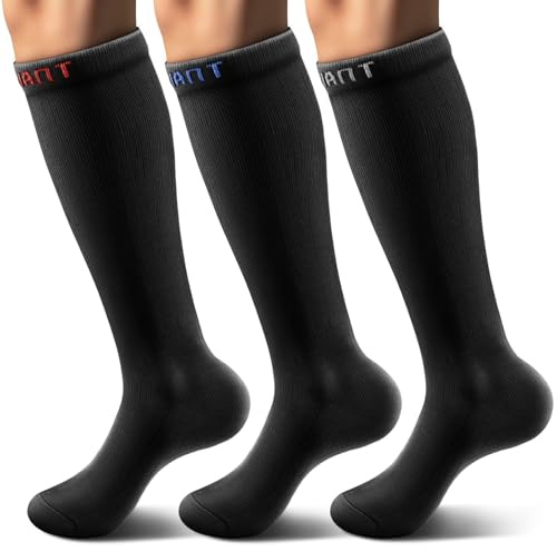BULLIANT Kompressionsstrümpfe Herren 3Paar, Kompressionssocken Herren Stützstrümpfe Laufstrümpfe Kompression für Sport,Laufen,Reisen,Radsport,Flug