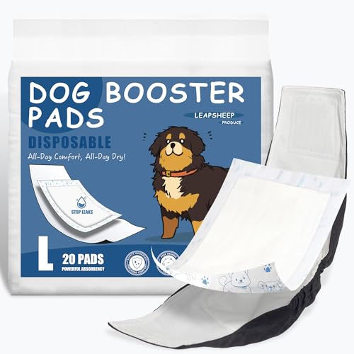 LeapSheep Dog Diaper Liners Pee Pads for Male and Female Dogs, Dog Period Pads, Super Soft Absorbtion Dog Booster Pads Fits Belly Bands, Wraps and Washable Dog Diapers Female (L, 20)