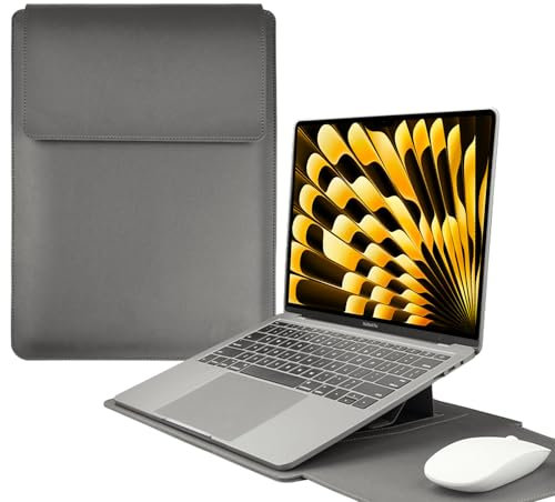 HaruYo 15-16 Zoll Laptop Sleeve Laptophülle, Laptoptasche mit Standfunktion, Computer Tasche mit Zubehörtasche für MacBook Pro 16, 15 Zoll Dell,Lenovo,Acer,Huawei MateBook (15-16 Zoll Grau)