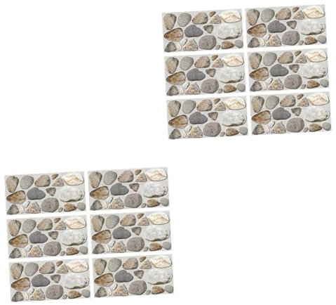 DIYEAH 2 ensembles Carrelage Imperméable Et Résistant À L'Huile Motif De Galets Papier Peint Adhésif Carrelage Mural Autocollants Amovibles Et Imperméables Papiers 6 feuilles*2
