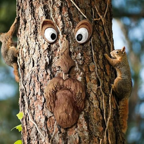 HAOYUNLAI Baumgesichter für Bäume, Baumgesicht Alter Mann, Baumstamm Deko, zum Hängen, Lustig Baum Gesichter für Dekoration Outdoor Garten & Bäume (Stil 1)