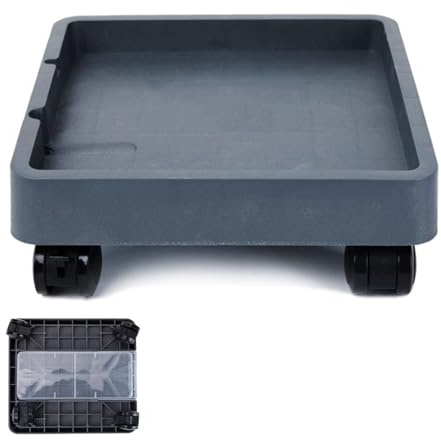 LXRHLIKG Wasserschale, Auffangwanne Flach mit Schublade, Quadratische Tropfschale mit Universalrad und Bremse für Drinnen und Draußen(Gray,45cm/18in)