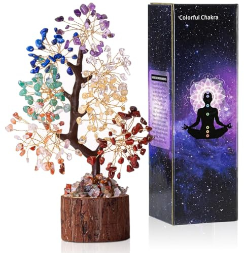 Arbre de vie en cristal d'améthyste - 25 cm - Décoration de bureau - Arbre de vie - Bonsaï - Décoration de bureau - Ésotérisme spirituel - Feng Shui - Cadeau spirituel pour femme