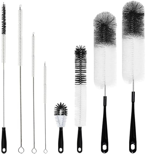Flaschenbürste Set, 8-teiliges multifunktionale Flaschenbürste, Long Handle Stainless Steel Bottle Cleaner Brush zum Waschen von Strohhalm, Milchflasche, Weinglas, Dekanter und Ausgießer von Teekanne