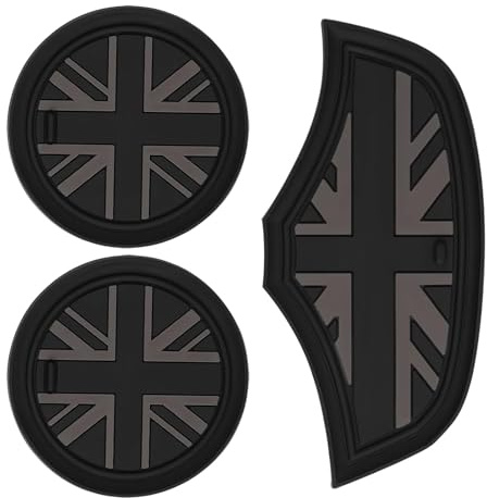 3 Pack Anti-Slip Silicone Car Cup Holder Coasters, Union Jack Design