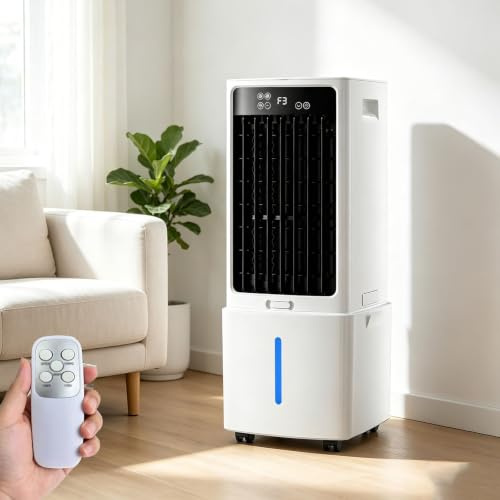 JGJSQYY Condizionatore Portatile Senza Tubo 12L Migliorato, Raffrescatore d'Aria 4 in 1, 3 velocità, Timer 1-12h, 3 modalità, Telecomando, Oscillazione 60°, per Camper, Casa, Ufficio(Bianco Elegante)