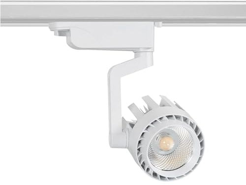 LEDKIA LIGHTING - LED Schienenstrahler | 30W Leistung | 1-Phasenstromschiene | 3000 lm Lichtstrom | COB Technologie | Aluminium, Weiß, 3000K Warmweiß
