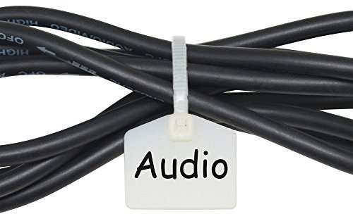 Mr-Label 110 mm Nylon Kabel Kabelbinder Tags Etiketten Marker - schreiben auf | selbstsichernd - mit frei bedruckbaren Etiketten - zum Markieren und Organisieren von Kabeln (100, Weiß)