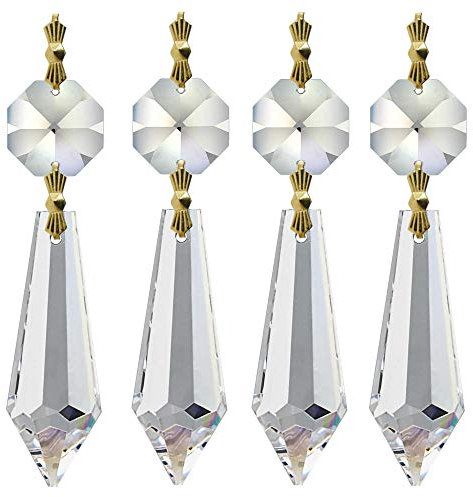 12x 6cm Kristall Kette ~ Oktagon & Wiener Pendel 30% PbO ~ Behang Lüster Kronleuchter