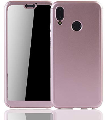 König Design Schutz-Case geeignet für Huawei P20 Lite Hülle mit Panzerglas | Sturzsichere Full Cover Handyhülle in Rose