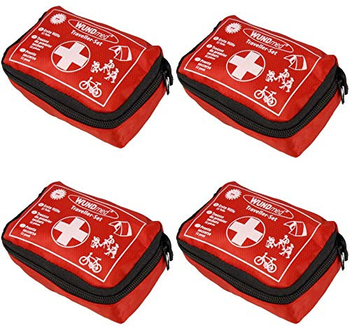 Wundmed Erste hilfe Set, 4x Traveller Set, Outdoor Notfallset, Verbandstasche Verbandsset, 4x 32 teilig