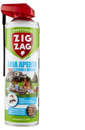 Zig Zag, Insetticida zanzare, Per interni ed Esterni, Effetto Zanzariera Virtuale, 8 ore di protezione da insetti volanti, 21 giorni di protezione da insetti striscianti, 500 ml