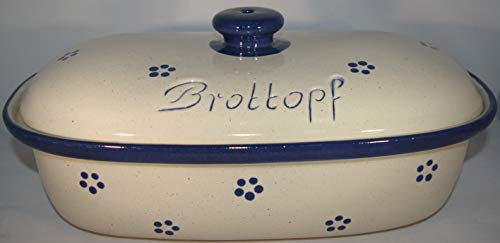 Töpferei Seifert Brottopf Avena Gross 40 cm | Brotkasten | Brotbox | Brotdose | Brotbehälter | Steinzeug | LxB 41x25