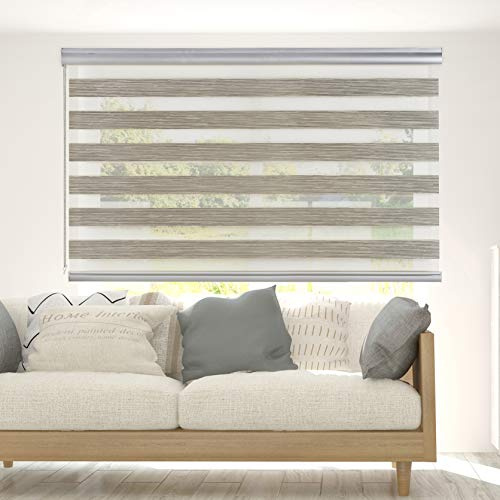 Doppelrollo hohe Qualität für Fenster einfache Montage 160x250 cm Beige | Duo Rollo Premium mit runder Kassette und Aluminiumkette Fensterrollo Lichtdurchlässig Rollo Stoffbreite 158 cm StoresDeco