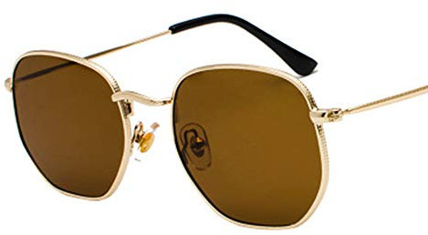 ERIOG Sonnenbrille Square Sonnenbrille Herren Hexagon Sonnenbrille Mannen Damen Metallrahmen Angelbrille Goldgrau Schwarzgrau Silber Grau Brillen