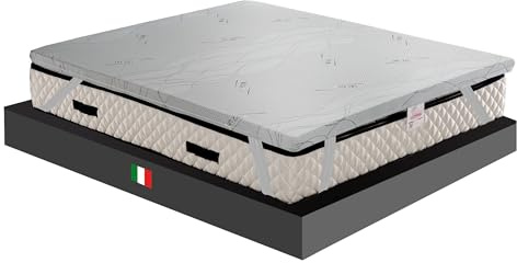 GEEMMA s.r.l. Matratzenauflage für Doppelbett, sehr starr, 160 x 200 cm, orthopädischer Korrektor aus Kaukyu Foam H6, Übermatratze medizinisches Gerät, abnehmbarer Stoff, 4 Seiten aus Silberdraht