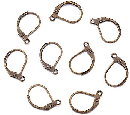 PandaHall 20pcs Brass Lever Back Earring Findings with Loop 15x10mm Antique Bronze Leverback Earwires for Jewelry Making