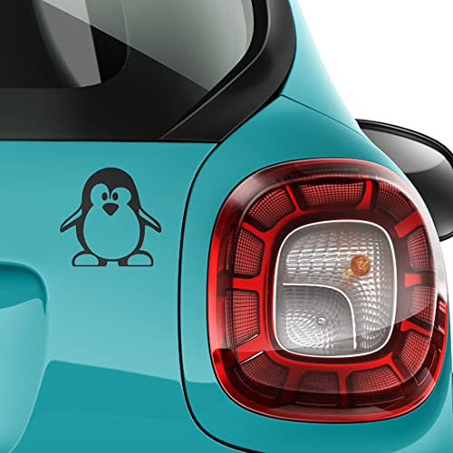 Auto-Dress Pinguin, Heck-Auto-Aufkleber 10x10cm (Schwarz-Matt)