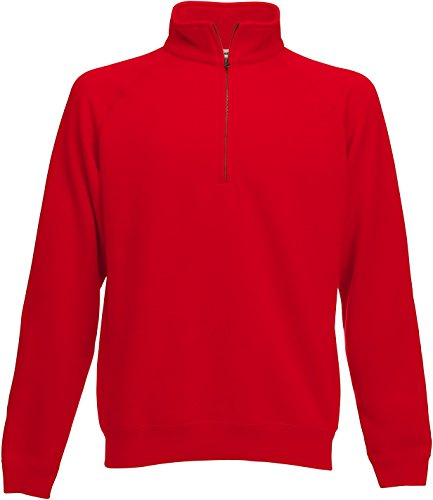 Fruit of the Loom Mens Zip Neck Sweatshirt - Red - XXL