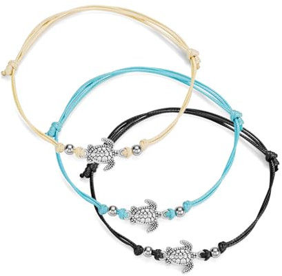 3 Stück Boho Stoff Leder Schildkröte Fußkettchen set für Frauen Kinder Mädchen,Verstellbar Zart Textil Turtle Damen Fußkette Lederband Knöchel Fußband Kette Geschenk für BFF Freundschaft Geburtstag