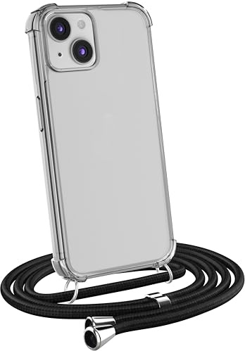 MyGadget Handykette für iPhone 12 Mini - [ TPU Hülle mit verstellbaren Band ] - Handyhülle mit Handyband zum Umhängen Kordel Schnur Case Schutzhülle - Schwarz