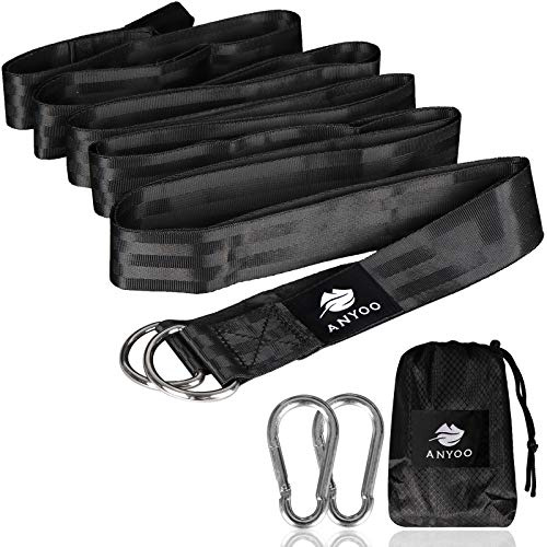 Anyoo Tree Swing Straps-Hängekit, haltbare 118 Lange × 2 breite Gurte, schwere Stahlkarabiner, einfach und schnell, gut für Schaukeln und Hängematten