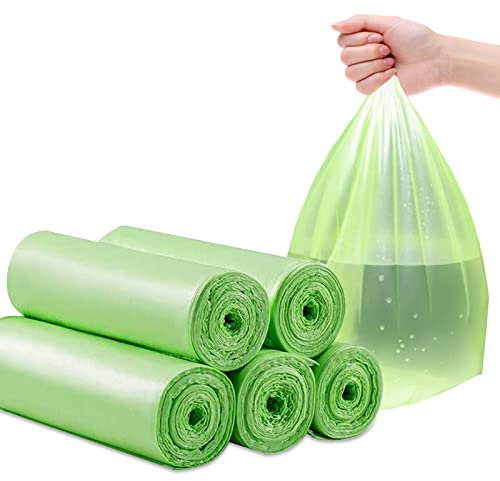 HENGBIRD 100 Säcken Bio Müllbeutel Profi Schwerlast Abfallsäcke Reißfest, 50 * 60cm 5 Rollen, Anthrazit Küchen Lebensmittel Abfallbeutel, 100% Kompostierbar Biologisch abbaubar Tüten aus Maisstärke