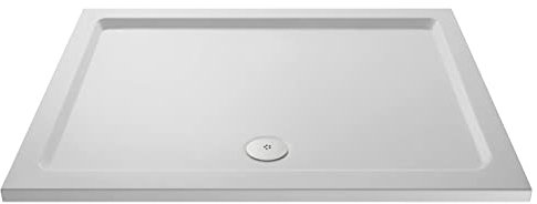 nuie NSR033 Trays Modern Bathroom Slip Resistant Large Rectangular Shower Tray, 800mm x 1400mm, Matt White