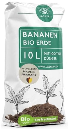 Bananenerde 10 L - Aus 100% nachwachsenden Rohstoffen - Erde für Bananenpflanze - Mit Bananen Dünger und Wurzelaktivator - Plumeria Erde - Bananenstaude, Strelizie, Musa