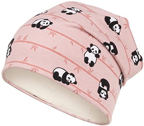 Mütze Beanie Übergang Mädchen Junge Größe 46-56 Zwillinge Panda Baumwolle, Größe: 46-48, Farbe: Rosa