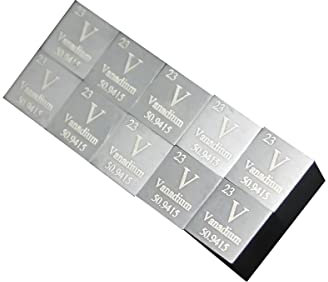 嘉信誉 Vanadium (V) Dichtewürfel, Laborqualität, präzise über 99,9 % hochrein, verwendet für Laborversuche, persönliche Hobbys und Sammlungen (Größe: 10 mm, Farbe: matt)