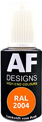 Alex Flittner Designs Pennarello a vernice RAL 2004, colore arancione lucido, 20 ml, vernice per ritocco acrilico, per riparazione, legno, metallo, mobili da bagno