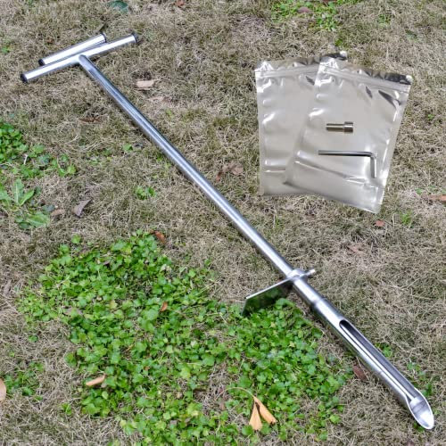 SurmountWay Soil Sample 40'' with Foot Steps and Sample Ejector, Stainless Steel T Style Handle, Soil Test Kits, Soil Probes for Soil Samples, Plant Care, Garden, Lawn, Farm, (101,6 cm)