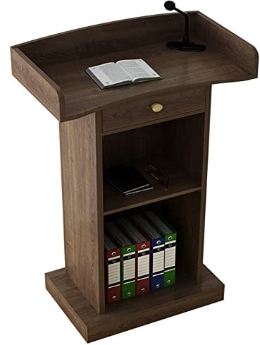 RENLXFI Rednerpult Stehpult Podium Rednerpult Podium Stand Floor Standing, Innen-Außen-Kanzel-Podien/Laptop-Computer-Buch-Halter, Für Kirche Schule Hochzeiten (Color : Brown, Size : with Drawer)